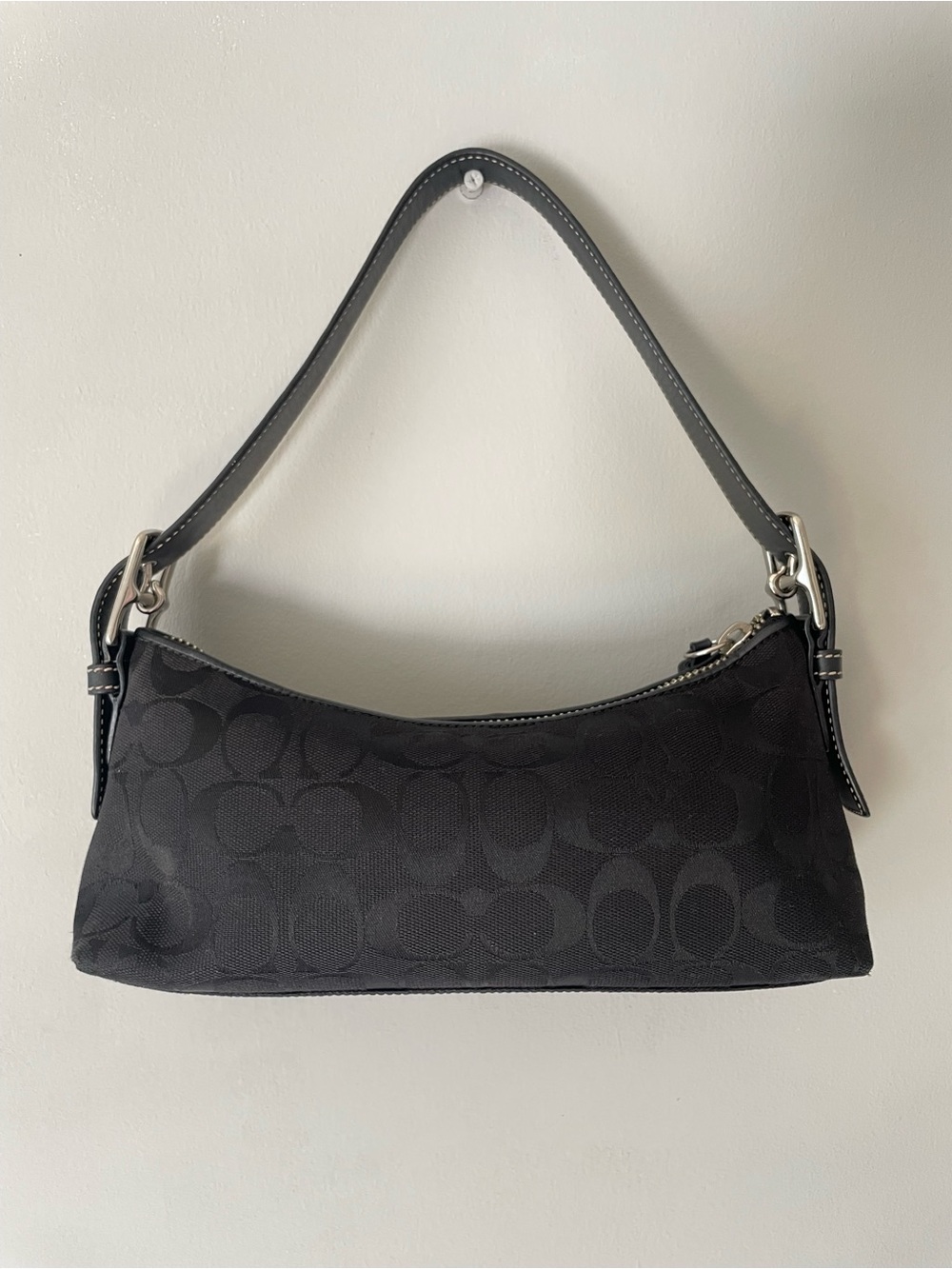 COACH Black Demi Hamptons East West Baguette Bag